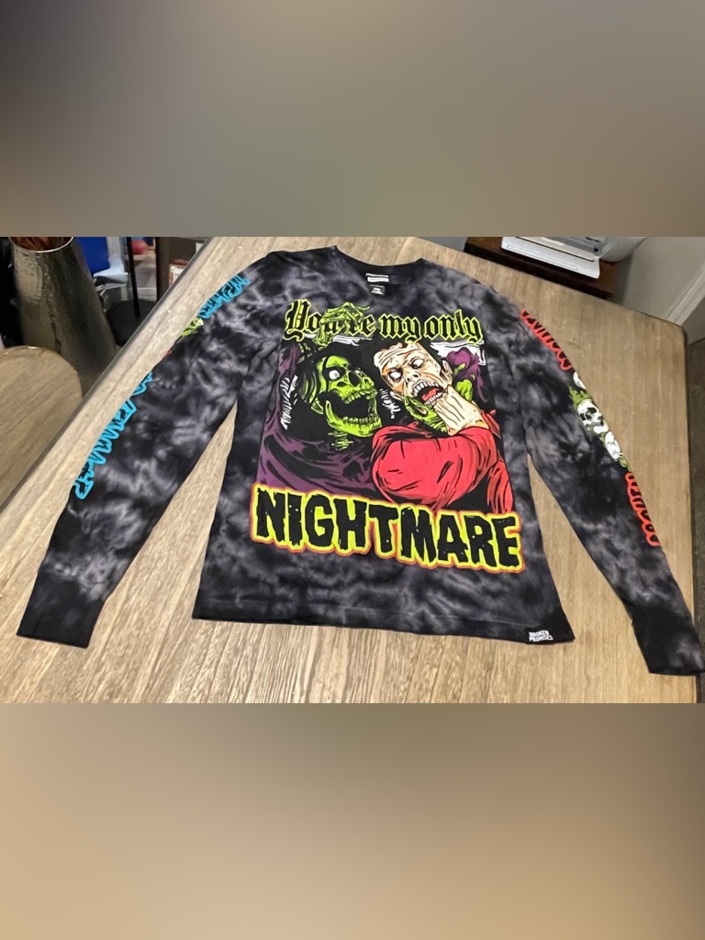 Broken Promises Graphic Tie-Dye Long Sleeve Shirt, Size Small